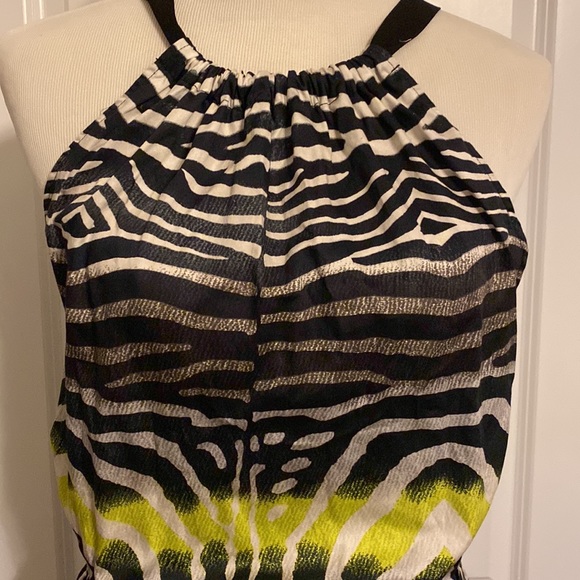 Line & Dot Zebra Print Halter Dress Size Medium - Picture 3 of 7